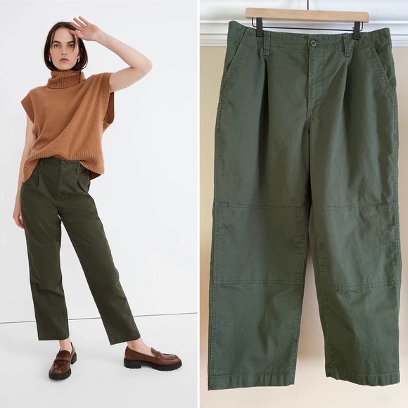 Madewell Pants - MADEWELL Perfect Vintage Straight Pant  | Dark Forest | Pleated Edition | 32 14
